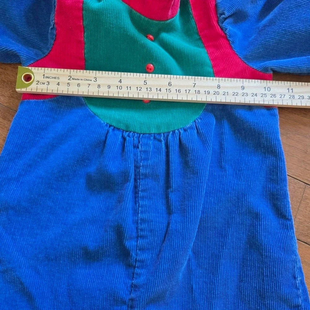 VTG colorblock blue corduroy rompers / overalls sizes 9m-24m check measurements